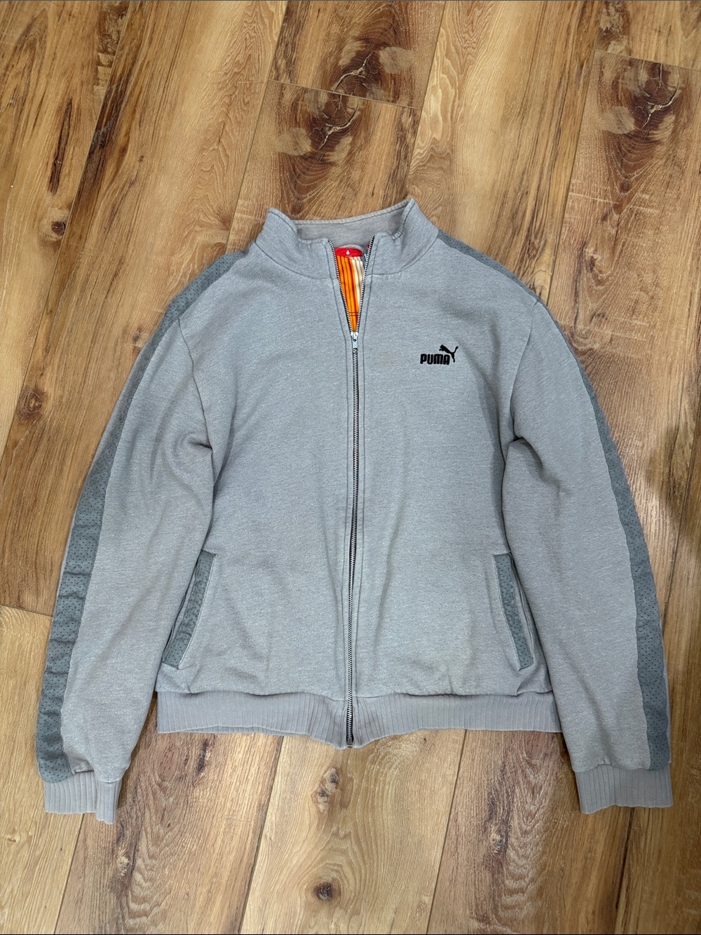 Puma Light Gray Full-Zip Track Jacket with Dark Gray Accents